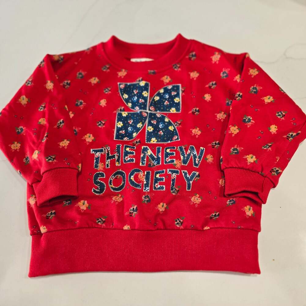 The New Society Amapola Red Floral Cotton Sweatshirt
